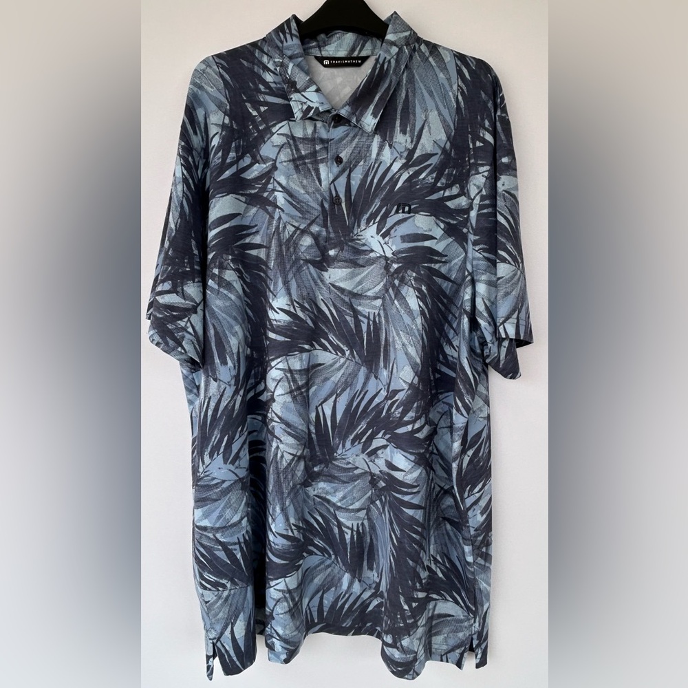Travis Mathew Men’s Forest Reserve Polo Shirt Palm Print Size XXL